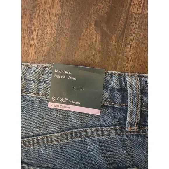 Women's Mid-Rise Barrel Jeans - Wild Fable Indigo 8 - Picture 8 of 9